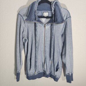 Diesel-Co Hooded Zip-Up Jacket S Blue Cotton Blend Casual Wear